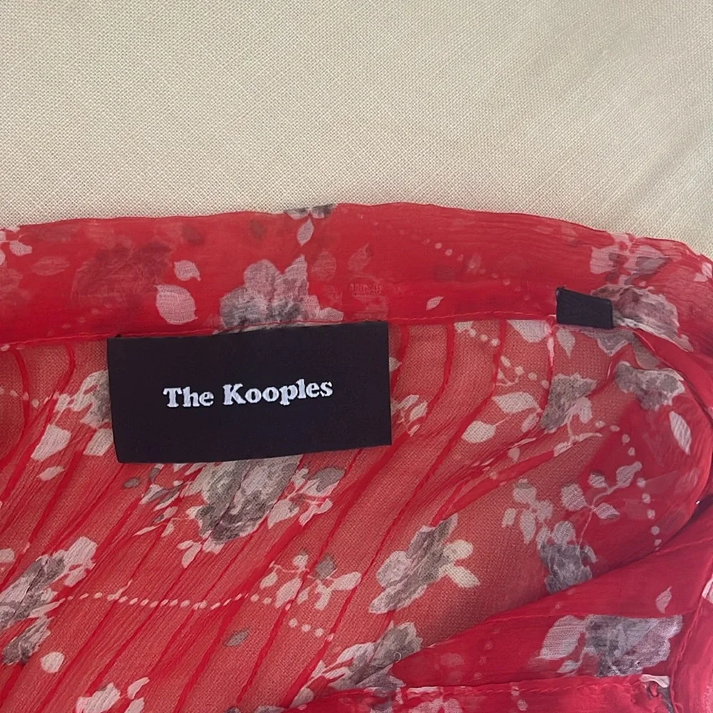 The kooples Red Floral Long Sleeve silk chiffon Dress S - Picture 9 of 9
